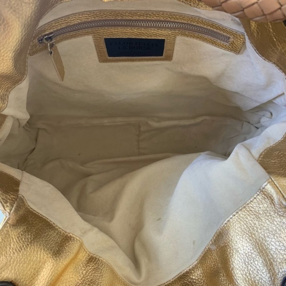Falor Italia le Borse Gold Leather Shoulder Bag - Picture 7 of 7